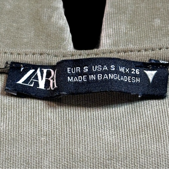 ZARA Cropped Side Zip Halter Top in Vintage Earth Green. Size Small. - Picture 4 of 9